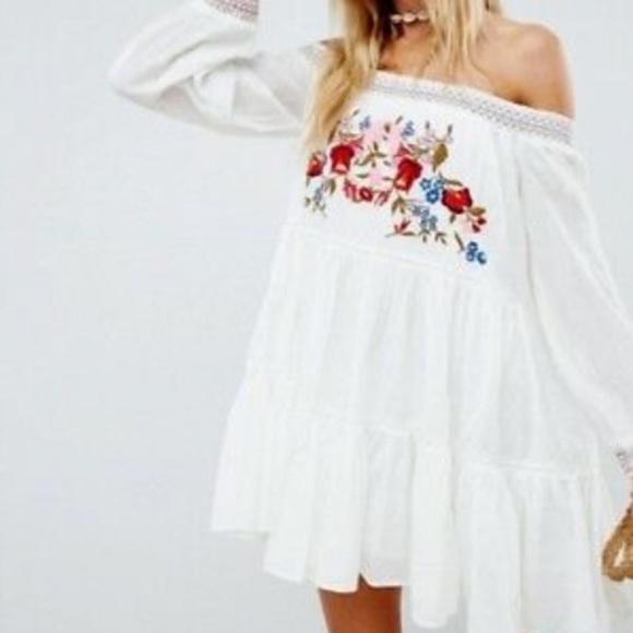 FREE PEOPLE SUN BEAMS MINI DRESS IN WHITE NWT - Picture 4 of 9